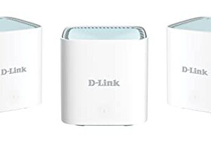 D-Link M15-3 EAGLE PRO Wi-Fi 6 AI AX1500 Mesh System (3-pack) Parental Control Gigabit Ports 1024 QAM OFDMA WPA3 Works with Alexa/Google AssistantWhite