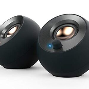 CREATIVE Pebble V2 - Minimalistic 20 USB-C Powered Desktop Speakers 35 mm AUX-in Up to 8W RMS Power for Computers and Laptops Type-A Adapter Included Extended Cable (Black)