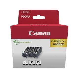 Canon PGI-35 Genuine Black Ink Cartridges Pack of 3 - Cardboard