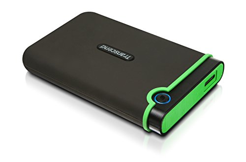 Transcend 2TB StoreJet 25M3 USB 31 Portable Hard Drive Rugged Anti-Shock Resistant Compact and Lightweight with Lightning-Fast Speeds a One Touch Backup Button (Iron Grey) TS2TSJ25M3