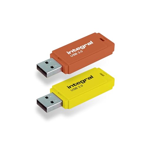 Integral Neon USB 30 64GB Flash Drive 2-Pack (Yellow/Orange)