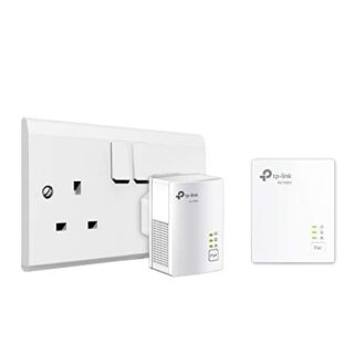 TP-Link 1-Port Gigabit Powerline Starter Kit Data transfer speed Up To 1000 Mbps Ideal for HD/3D/4K video streaming & Online Gaming(for Wired Only) No Configuration required (TL-PA7017 KIT)