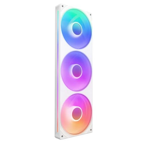 NZXT F360 RGB Core - 360mm Single-Frame Fan Unit with 3 x 120mm Fans Speed & Lighting Control High Static Pressure Airflow Fluid Dynamic Bearings 8 aRGB LEDs Per White