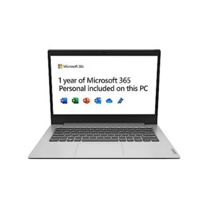Lenovo IdeaPad 1 14 inch HD Laptop - (Intel Celeron 4GB 64GB Windows 11 Home in S mode) Platinum Grey Year of Microsoft 365 Personal