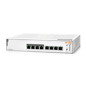 Aruba a Hewlett Packard Enterprise company HPE Networking Instant On Switch Series 1830 8-Port Gb Smart-managed Layer 2 Ethernet with PoE 8x 1G 4x CL4 (65W) Fan-less UK Cord (JL811A#ACC)