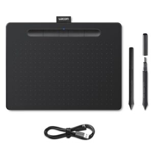 Wacom Intuos M Black with Bluetooth Drawing Tablet Pen Stylus Battery-free & Pressure-sensitive Compatible Windows Mac Android Perfect for Graphics or Remote Working