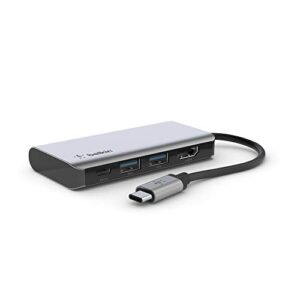 Belkin USB C 4-in-1 MultiPort Adapter (with 4K HDMI USB-C 100W PD Pass-Through Charging 2 x A Ports for MacBook Pro Air iPad XPS and More)