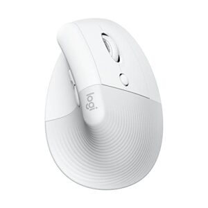 Logitech Lift Vertical Ergonomic Mouse Wireless Bluetooth or Logi Bolt USB receiver Quiet clicks 4 buttons compatible with Windows/macOS/iPadOS Laptop PC - White