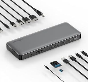 Kensington AD2010T4 Thunderbolt 4 Docking Station Dual Monitor 8K/4K Micro SD Card Reader 96W Power Delivery 2 x HDMI Ethernet USB-C 32 & USB-A Ports (K34111EU)