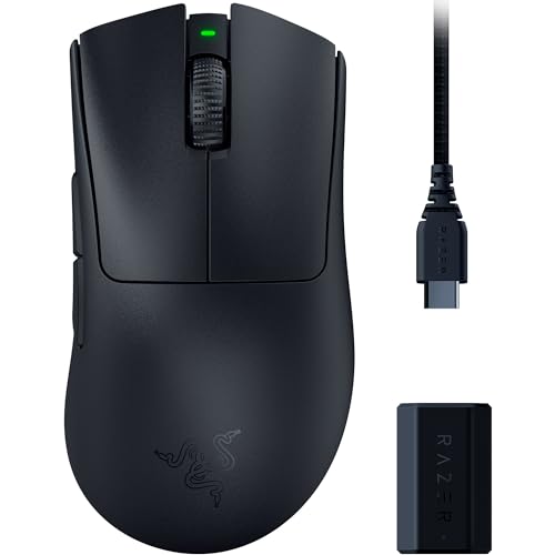 Razer DeathAdder V3 Pro HyperPolling Wireless-Adapter - Ultra-lightweight Wireless Ergonomic Esports Mous (63 g Focus 30K Optical Sensor Mouse Switches Gen-3) Black