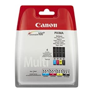 Canon CLI-551 C M Y BK Pack of 4 cartridges (Black Cyan Magenta Yellow) Genuine (Plastic )