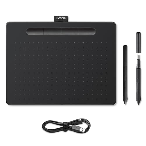 Wacom Intuos M Black Drawing Tablet with Pen Stylus Battery-free & Pressure-sensitive Compatible Windows Mac Android Perfect for Graphics or Remote Working