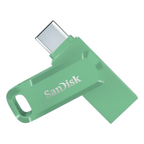 SanDisk 128GB Ultra Dual Drive Go USB C Flash memory stick for Android smartphone tablets Macs up to 400 MB/s reversible Type-C and Type-A connectors Green