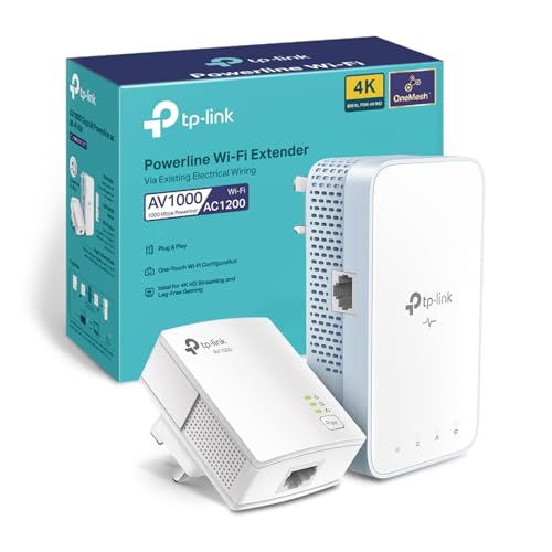 TP-Link AV1000 Gigabit Powerline ac Wi-Fi Kit up to 1200 Mbps speed OneMesh Broadband/Wi-Fi Extender Booster/Hotspot No Configuration Required UK Plug (TL-WPA7517 V2)