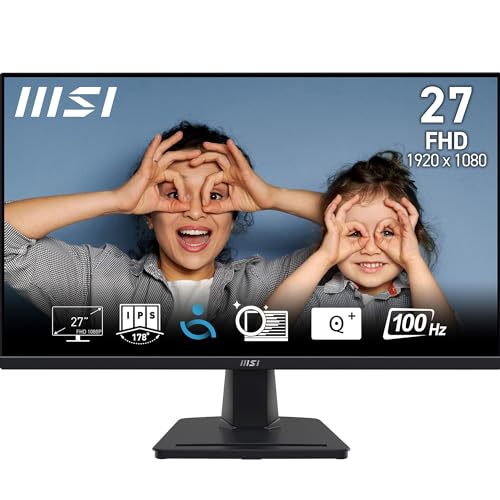MSI PRO MP275 27 Inch Full HD Office Monitor - 1920 x 1080 IPS Panel 100 Hz Eye-Friendly Screen Built-in Speakers Tilt-Adjustable HDMI 14b D-Sub (VGA)