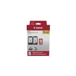 Canon Ink & Paper Multipack - PG-545/CL-546 Genuine Printer Cartridges 2 Pack (1 x Black 1 Colour) 4x6 Photo (50 Sheets) Compatible with PIXMA TR IP MG MX TS