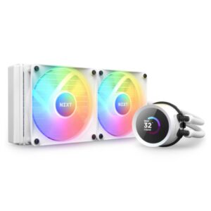 NZXT Kraken 240 RGB - RL-KR240-W1 240mm AIO CPU Liquid Cooler Customizable 154" Square LCD Display for Images Performance Metrics and More 2 x F120 Core Fans White