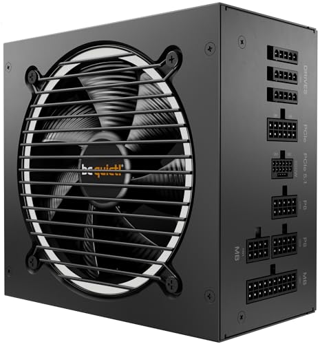 be quiet Pure Power 12 M 750W supply 80 PLUS Gold efficiency ATX 31 PSU with full support for PCIe 51 GPUs exceptionally silent 120mm fan 2 strong 12V-rails modular cables