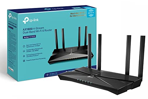 TP-Link Next-Gen Wi-Fi 6 AX1800 Mbps Gigabit Dual Band Wireless Router OneMesh Supported Dual-Core CPU Ideal for Gaming Xbox/PS4/Steam and 4K WPA3 Security (Archer AX1800) packaging may vary