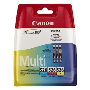 Canon CLI-526 C M Y Pack of 3 cartridges (Cyan Magenta Yellow) Genuine (Plastic Pack)