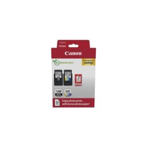 Canon Ink & Paper Multipack - PG-540/CL-541 Genuine Printer Cartridges 2 Pack (1 x Black 1 Colour) 4x6 Photo (50 Sheets) Compatible with PIXMA MX MG TS