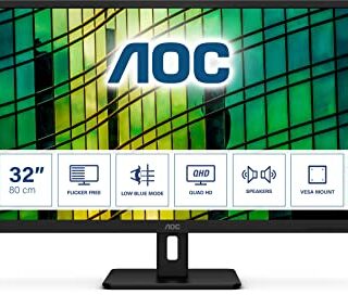 AOC Q32E2N - 315 Inch QHD Monitor 75Hz 4ms IPS Speakers FlickerFree LowBlue Light (2560x1440 @ 250cd/m HDMI/DP) Black