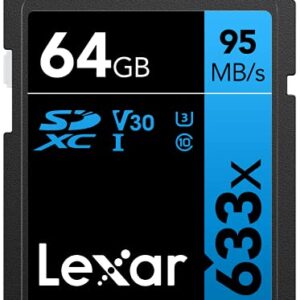 Lexar Professional 633x SD Card 64GB SDXC UHS-I Up To 95MB/s Read for Mid-Range DSLR HD Camcorder 3D Cameras LSD64GCB1EU633 (Product Label May Vary)