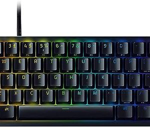 Razer Huntsman Mini (Purple Switch) - 60 Compact Gaming Keyboard (Clicky Optical-Mechanical Switches Doubleshot PBT Keycaps Detachable USB-C Cable) UK Layout Black