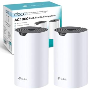 TP-Link Deco S7 AC1900 Whole Mesh Wi-Fi System Dual-Band with Gigabit Ports Coverage up to 3900 ft2 Connect 150 devices 12 GHz CPU Work Amazon Alexa Parental Controls Pack of 2