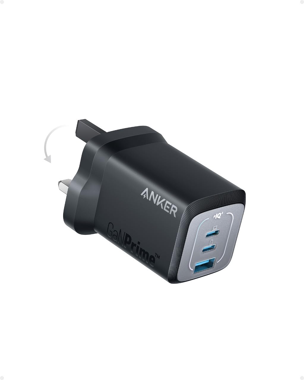 Anker USB C Plug GaN Wall Charger 67W 3-Port Compact and Foldable Fast PPS for MacBook Pro/Air iPad Pro iPhone 15 / Galaxy S23 S22 Note20 Pixel Apple Watch More