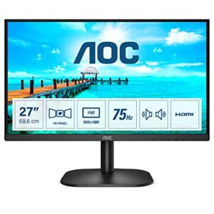 AOC 27B2AM - 27 inch FHD Widescreen Monitor 4ms VA Frameless Design LowBlue Mode Flicker free Speakers (1920 x 1080 @ 75Hz HDMI 14 1 VGA)Black