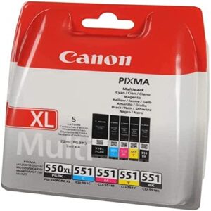 Canon Ink Cartridge PGI Pack 550XL Black + CLI 551 4 colors (Cyan/Yellow/Black/Magenta)