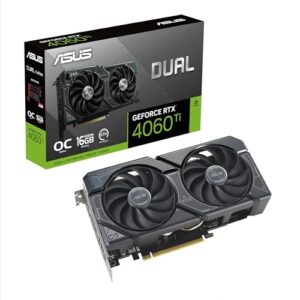 ASUS Dual GeForce RTX 4060 Ti OC Edition 16GB GDDR6 (PCIe 40 DLSS 3 HDMI 21a DisplayPort 14a 25-slot design Axial-tech fan 0dB technology and more)
