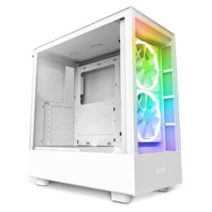 NZXT H5 Elite - CC-H51EW-01 ATX Mid Tower PC Gaming Case Front I/O USB Type-C Port Quick-Release Tempered Glass Side Panel White