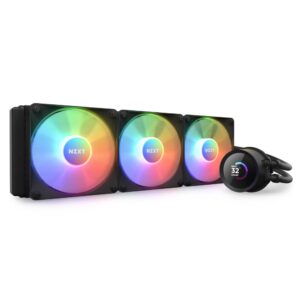 NZXT Kraken 360 RGB - RL-KR360-B1 360mm AIO CPU Liquid Cooler Customizable 154" Square LCD Display for Images Performance Metrics and More 3 x F120 Core Fans Black