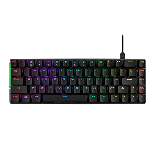 ASUS ROG Falchion Ace 65 RGB Gaming Mechanical Keyboard Lubed NX Red Switches & Switch Stabilizers Sound-Dampening Foam PBT Keycaps Wired with KVM Three Angles Cover Case-Black UK Layout