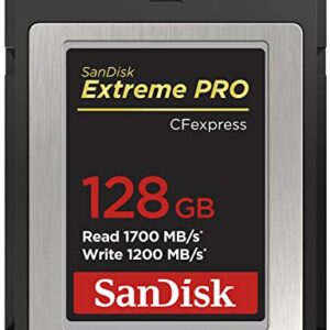 SanDisk 128GB Extreme PRO CFexpress Card Type B - up to 1700MB/s for RAW 4K video Black