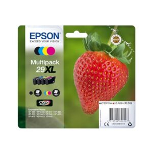Epson Multipack 29XL Strawberry Original XL High Yield Ink Cartridges 4 Colors Black Cyan Magenta Yellow