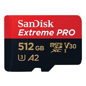 SanDisk 512GB Extreme PRO microSDXC card + RescuePro Deluxe up to 200 MB/s with A2 App Performance for smartphones action cameras or drones UHS-I Class 10 U3 V30 Black