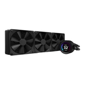 NZXT Kraken Elite 360 - RL-KN36E-B1 360mm AIO CPU Liquid Cooler Customizable 236" Wide-Angle LCD Display for GIFs Images Performance Metrics and More 3 x F120P Fans Black
