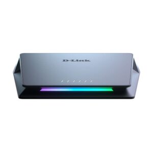 D-Link DMS-106XT 6-Port Multi-Gigabit Unmanaged Switch 25 Gigabit Ethernet 5 Ports 10 Uplink RGB Lighting Aluminium Alloy Case Fanless Turbo Mode IGMP Snooping Port-Base QoS