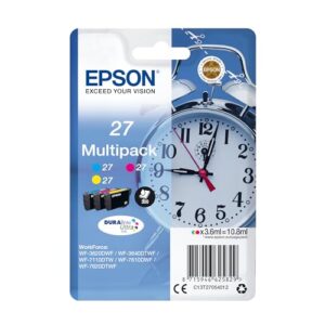 Epson 27 Alarm Clock Genuine Multipack 3-colours Ink Cartridges DuraBrite Ultra
