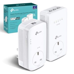 TP-Link AV1300 Gigabit Passthrough Powerline ac Wi-Fi Kitup to 1200 Mbps WiFi speedWi-Fi ExtenderExtra Power SocketWorks with OneMeshNo Configuration RequiredUK Plug (TL-WPA8631P KIT)White
