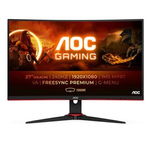 AOC Gaming C27G2ZE - 27 Inch FHD Curved Monitor 240Hz 05ms VA AMD FreeSync Premium Low Input Lag (1920x1080 @240Hz 300cd/m HDMI/DP)