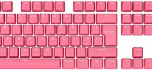 Corsair PBT DOUBLE-SHOT PRO Keycap Mod Kit (Double-Shot Keycaps Standard Bottom Row Compatibility Textured Surface 15mm Thick Walls with Backlit Font O-Ring Dampeners Included) Rogue Pink
