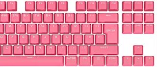Corsair PBT DOUBLE-SHOT PRO Keycap Mod Kit (Double-Shot Keycaps Standard Bottom Row Compatibility Textured Surface 15mm Thick Walls with Backlit Font O-Ring Dampeners Included) Rogue Pink