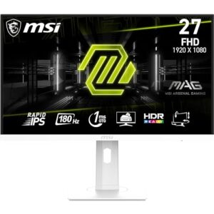 MSI MAG 274PFW 27 Inch FHD Gaming Monitor - 1920 x 1080 Rapid IPS Panel 180 Hz / 1ms (GtG) 117 sRGB Colour Gamut Frameless Design HDR Ready DisplayPort 12a HDMI 20 (FHD@180Hz)
