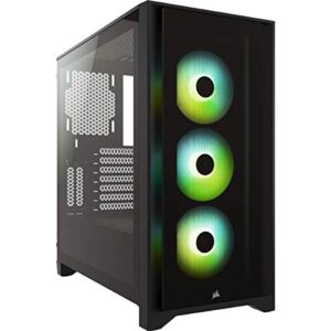 Corsair iCUE 4000X RGB Tempered Glass Mid-Tower ATX PC Case - 3x SP120 ELITE Fans Lighting Node CORE Controller High Airflow Black