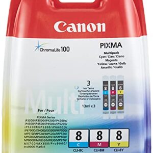 Canon CLI-8 - 0621B029 1 x Yellow1 Cyan1 Magenta Multipack Ink tank For PIXMA iP6600DiP6700DPro9000Pro9000 Mark II