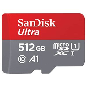 SanDisk Ultra 512GB microSDXC Memory Card + SD Adapter with A1 App Performance Up to 120 MB/s Class 10 U1